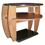 An Art Deco Oak and Black Belgian Fossil Gueridon table