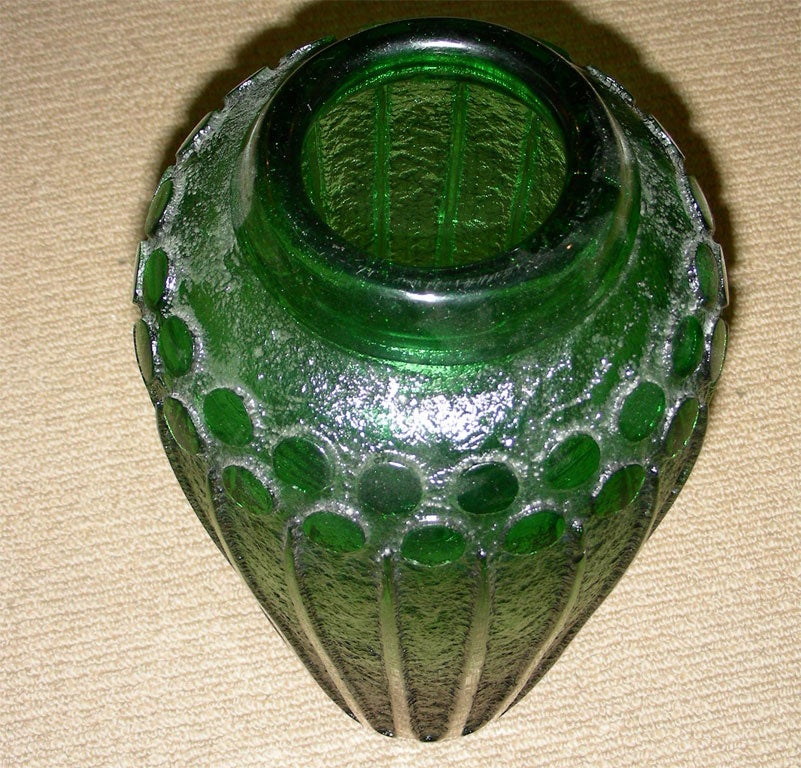 Green Glass Vase by Daum