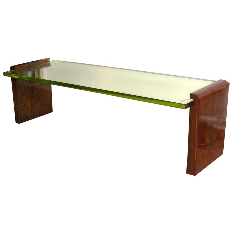 Low Table with a Mirrored Top by Jacques Adnet For Sale