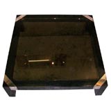Black Lacquered  Coffee Table with Smoked Glass Top