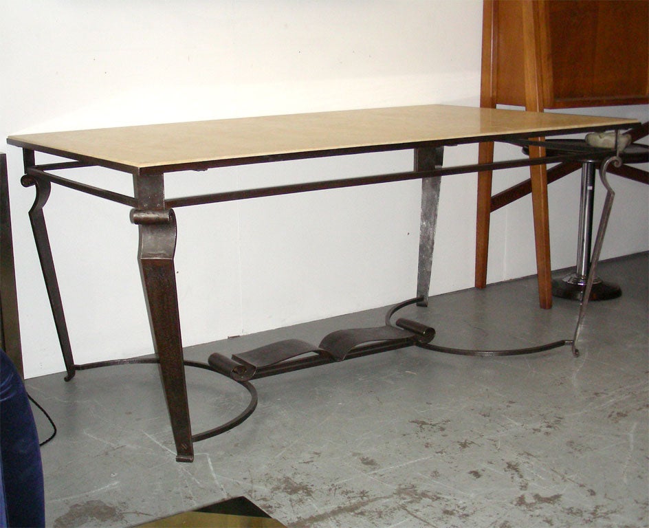Wrought Iron Table with Marble Top