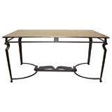 Wrought Iron Table with Marble Top