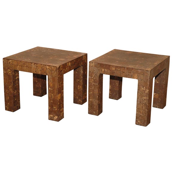 Pair Karl Springer Coconut End Tables