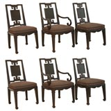Set Of Six Lacquered Asian Mastercraft Dining Chairs