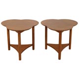 Vintage Pair of Walnut Clover-Leaf Side Tables