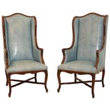 Pair Of Leather Wingback Chairs