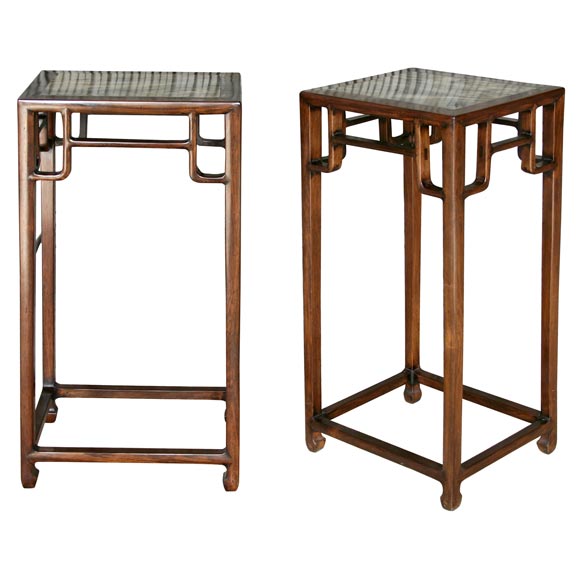 Pair of Plant Stands with Marble Tops