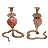 Vintage Pair of Benares Brasswear Candleholders