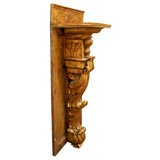 Antique 19th Century Carved Wood Console Or Wall Bracket.