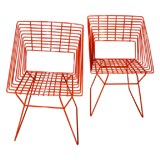 Pair of 1960s Red Metal Chairs