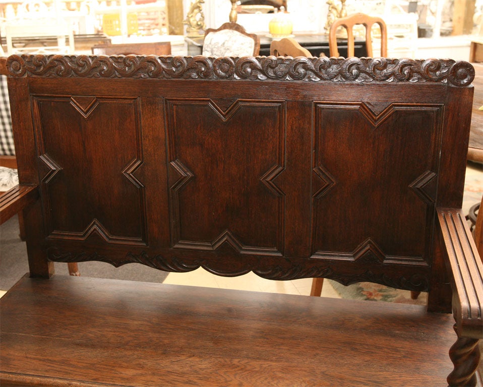 19th Century Antique Jacobean Style Flemish Hall Bench