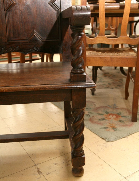 Antique Jacobean Style Flemish Hall Bench 1