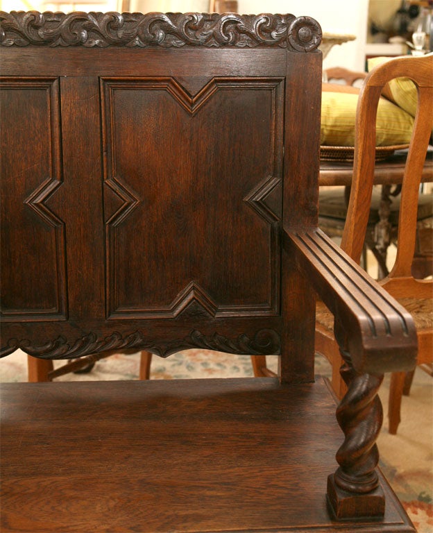 Antique Jacobean Style Flemish Hall Bench 4
