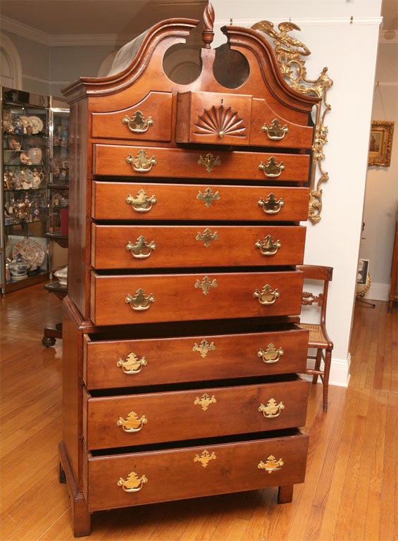 18th Century and Earlier American Cherry Bonnet Top 18th Century Chest-on-Chest