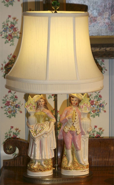 Lamp with Staffordshire Figures