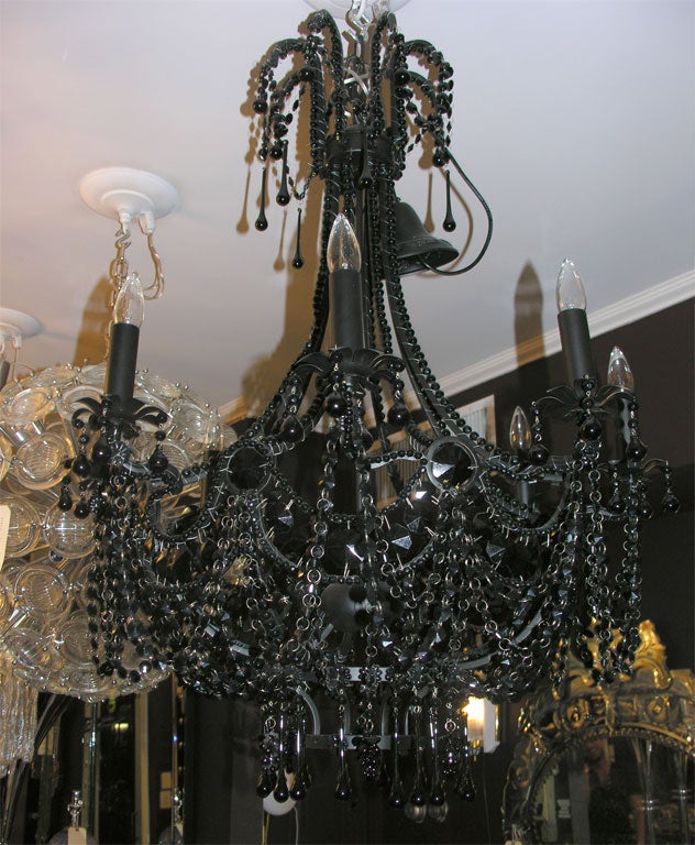 Italian Jet Black Crystal Chandelier