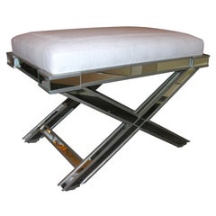 Silver Trim Mirrored X-Band Bench with White Velour Top