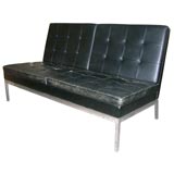 Knoll Black Leather Loveseat Sofa