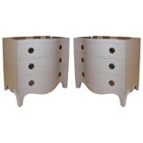 Pair of Serpentine Front White Lacquered Chests