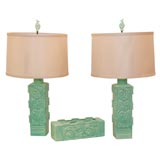 Pair of  Art Deco Ceramic Lamps with Nautical Motif