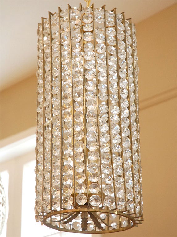 Large Austrian Brass and Crystal Chandelier