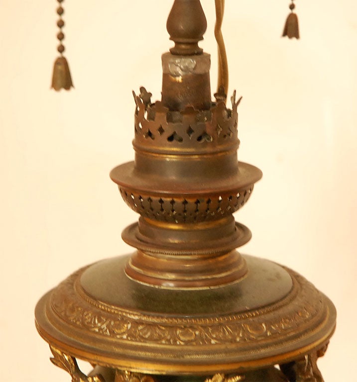 French 19thC bronze dore desk lamp 1