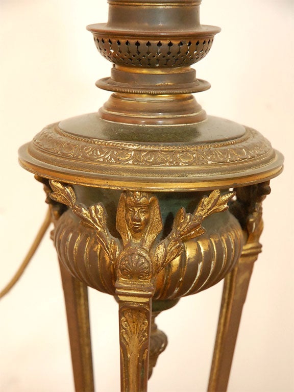 French 19thC bronze dore desk lamp 2