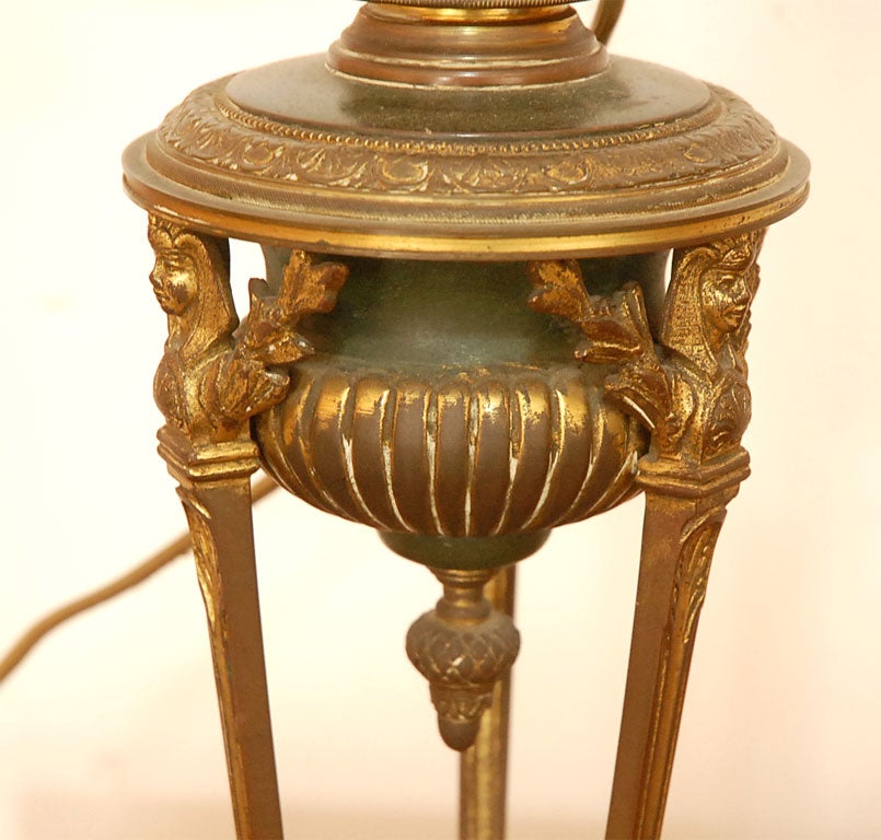 French 19thC bronze dore desk lamp 4