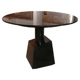 BLACK LACQUERED COLUMN PEDESTAL TABLE BY JAMES MONT
