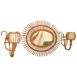 A Sun Mirror and A Pair of Lantern Sconces A Sun Mirror and A Pair of Lantern Sconces