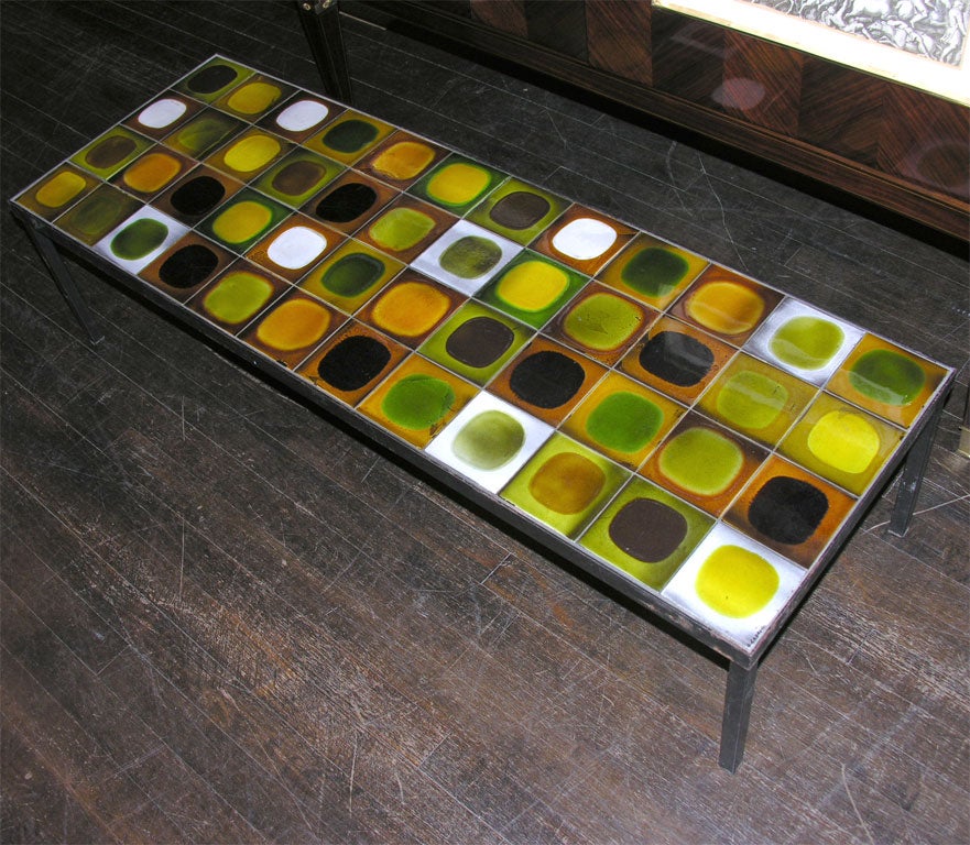 Multi Colored Tile Table Multicolored Tile Cocktail Table by Roger Capron at 1stDibs