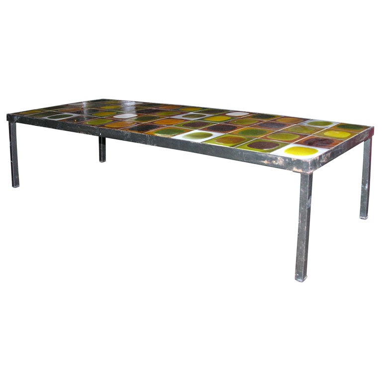 Multi Colored Tile Table Multicolored Tile Cocktail Table by Roger Capron at 1stDibs