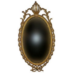 Rare George III Giltwood Oval Convex Mirror, ca 1780
