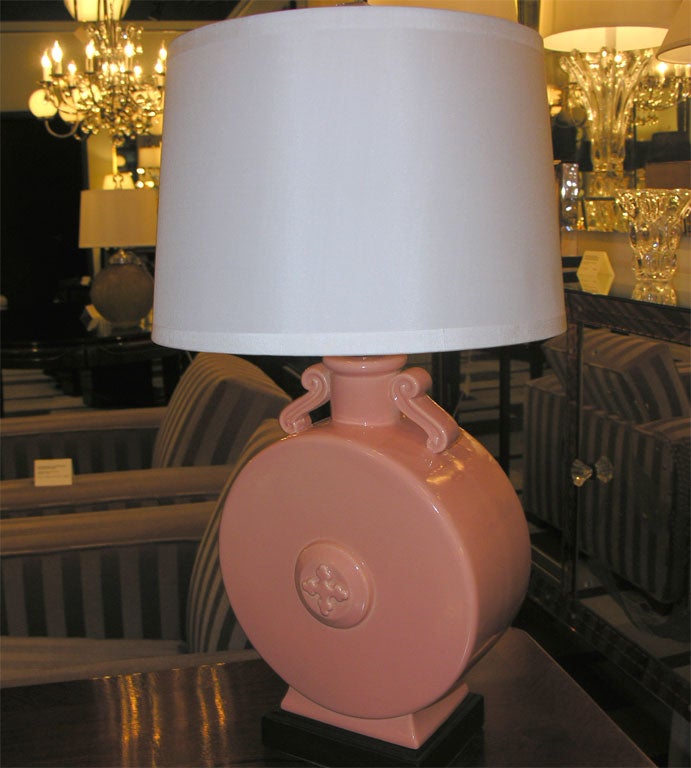 1940's Ceramic Asian Inspired Medallion Lamp