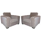 Pair of Streamline  Deco Club Chairs attributed to Paul Frankl
