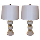 Pair of  Art Deco Lamps in Creme Lacquer by Russel Wright
