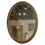 17th Century Italian Carved Wood Oval Mirror from Tuscany