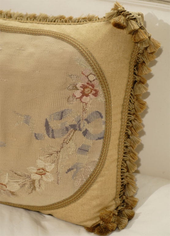 19th Century French Aubusson Floral Pillow 2