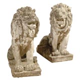 Pair of 19th Century French Stone Lions