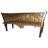 19th Century carved wood and inlaid bronze settee