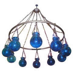 Egyptian Handblown Nile Blue Globes  Chandelier