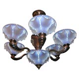 Art Deco Opalescent Glass Chandelier by Ezan