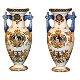 Pair of French Faience Urns