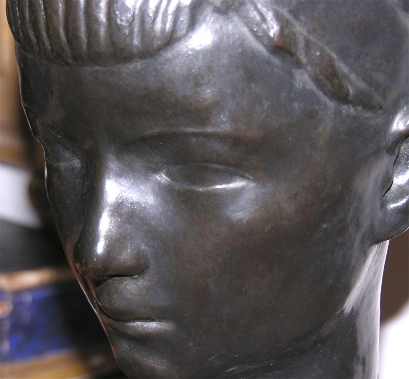 Bronze Head of a Boy on Pedestal, circa 1935 1