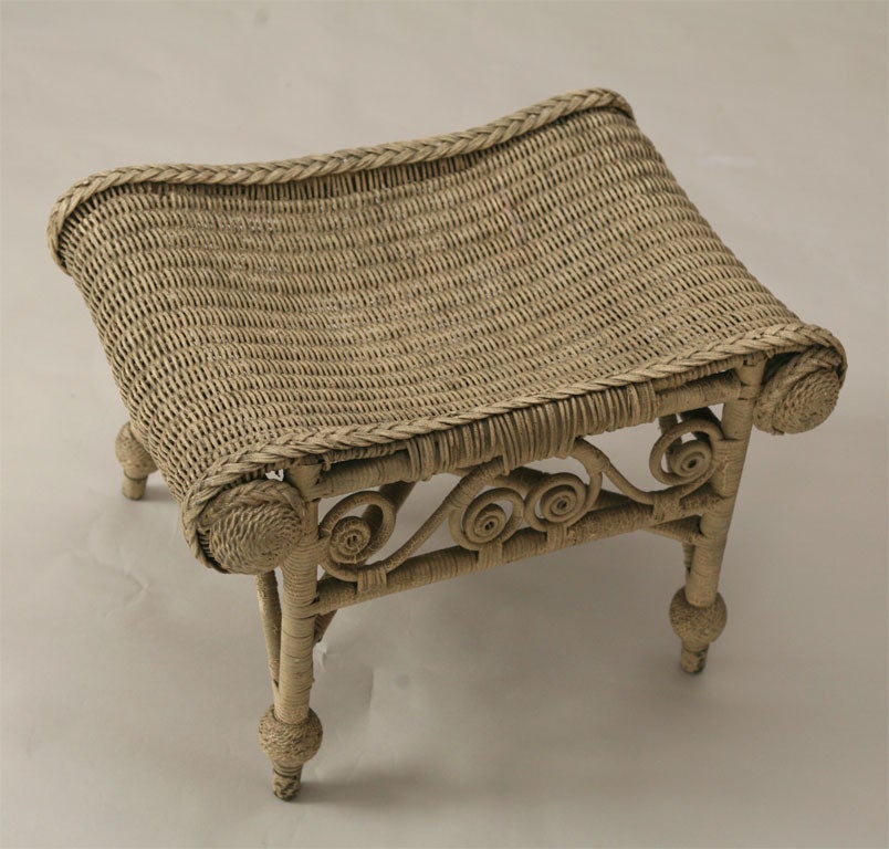 19th Century VICTORIAN WICKER OTTOMAN
