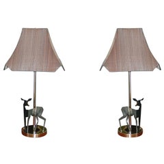 Pair of Rembrandt Origami Deer Lamps
