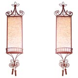 Pair Italian Tole  Wall Shelves Sconces In The Asian Taste