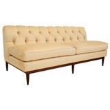 Retro An Elegant Tufted Silk Upholstered Banquette