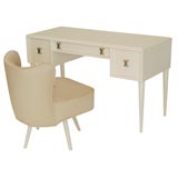 A White Lacquered Desk & Swiveling Chair designed by Paul Frankl