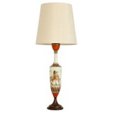 A Bristol Glass Lamp with Classical Decoration